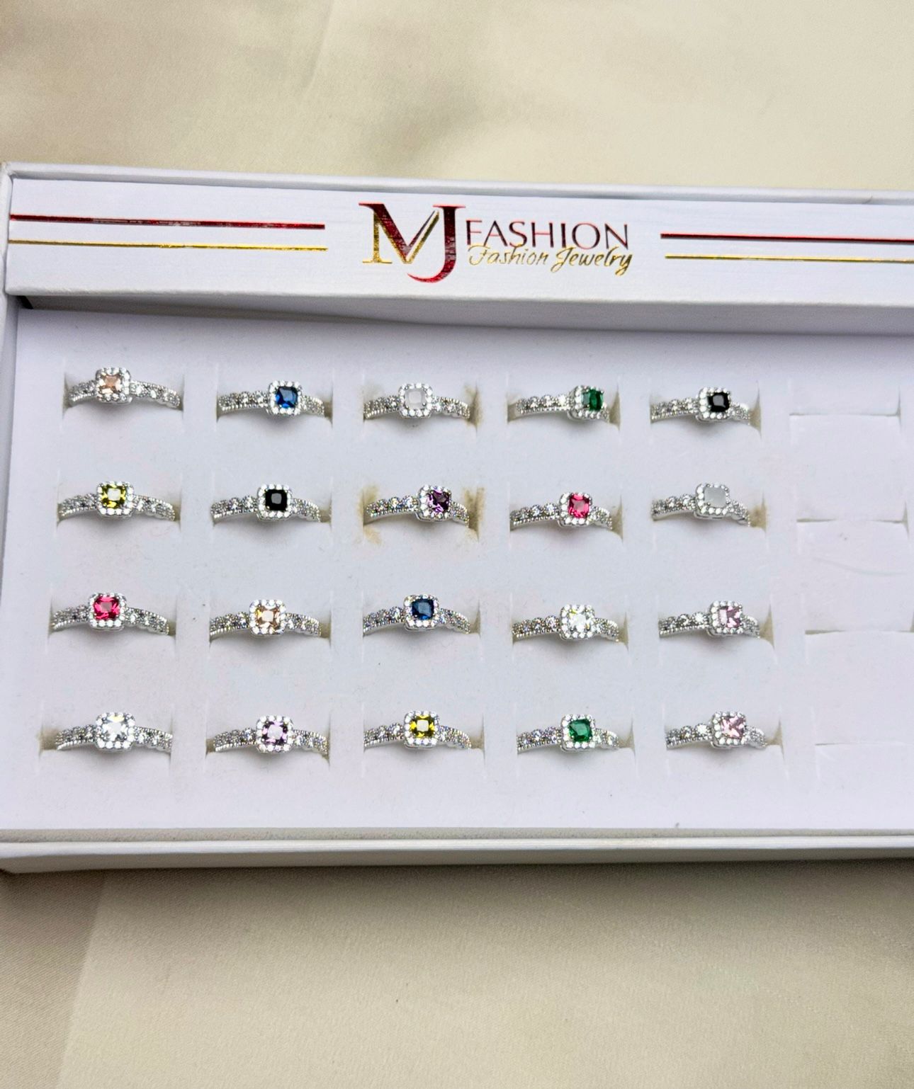 Zircon Stones Stainless Steel Adjustable  Rings