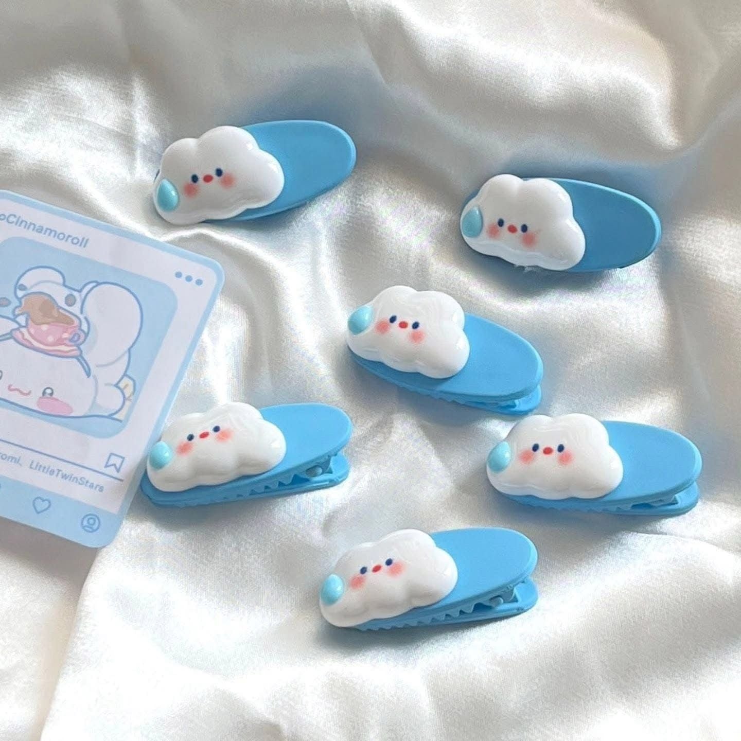 Cloud Themed Alligator Hair Pins