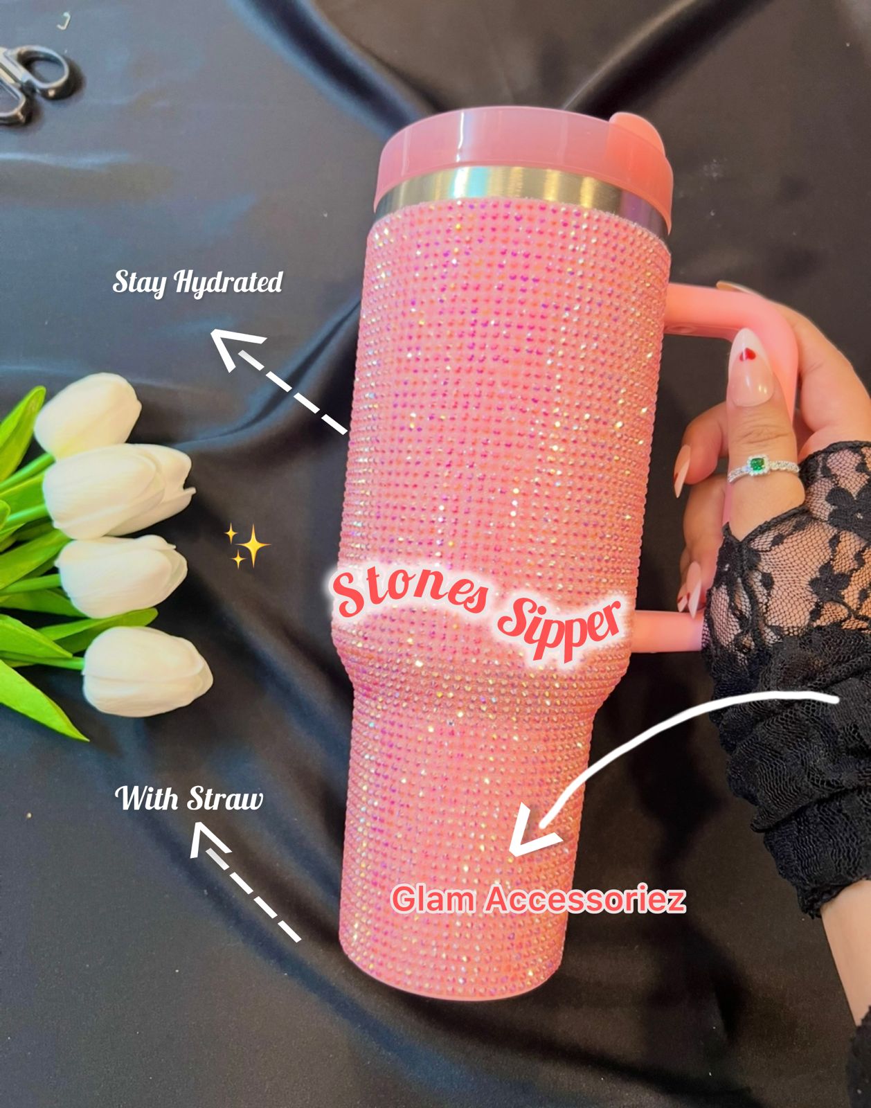 Stainless Steel Rhinestone Tumbler