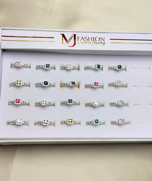 Zircon Stones Stainless Steel Adjustable  Rings