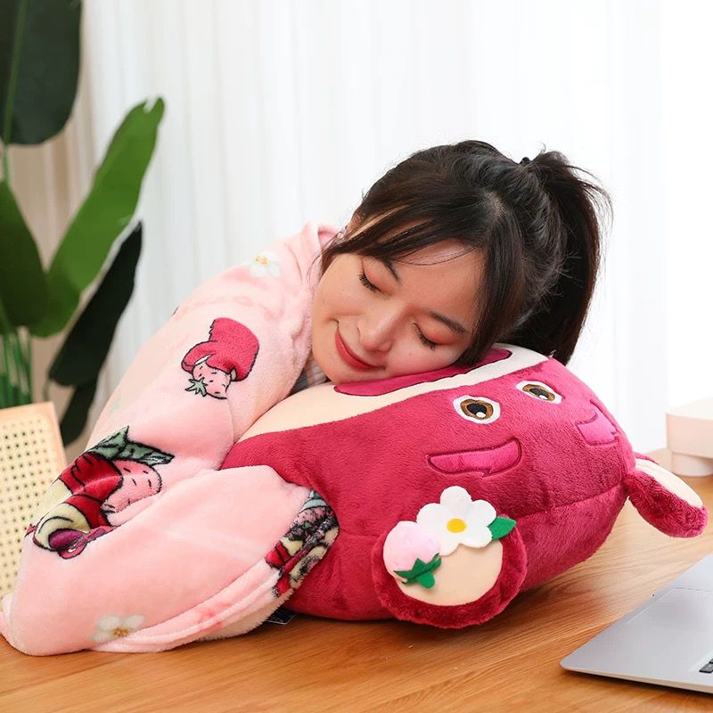 Cute Lotus Themed Pillow+Blanket Set