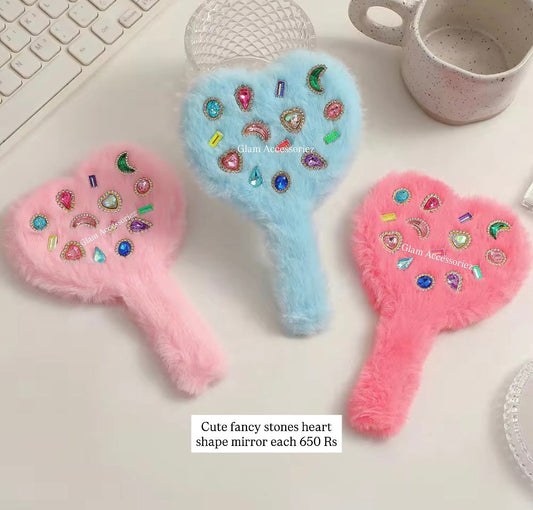 Cute Fancy Stones Furr Mirror