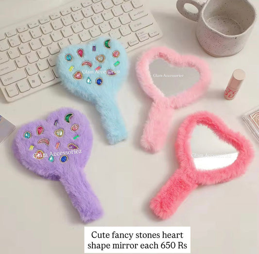 Cute Fancy Stones Furr Mirror