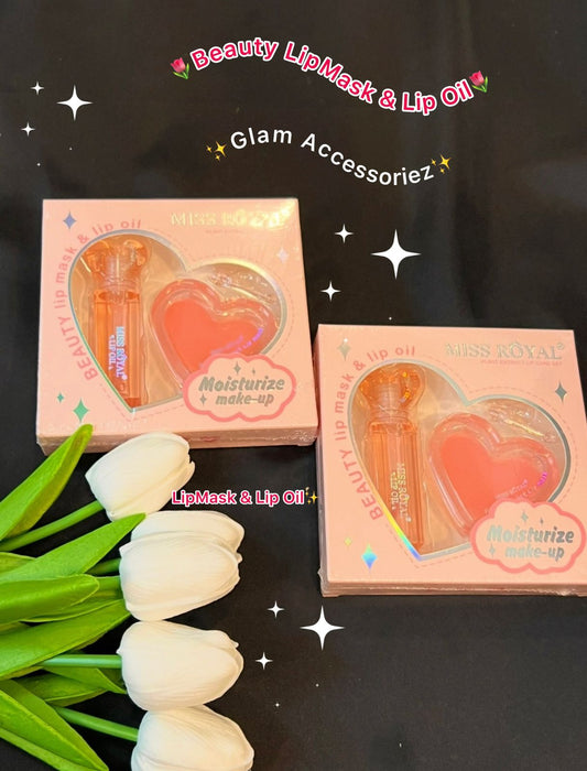 Gege Bear Beautiful Heart Shape Lip Oil & Lip Mask Set Natural Moisturizing Nourishing Clear Gege Bear Pink Cute Lip Balm Set