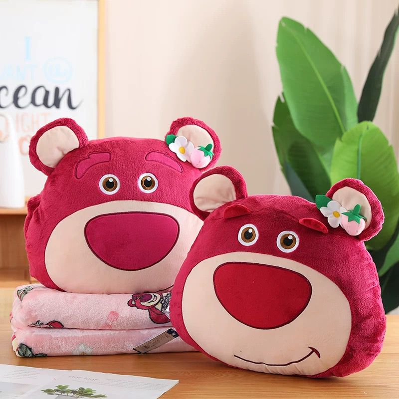 Cute Lotus Themed Pillow+Blanket Set